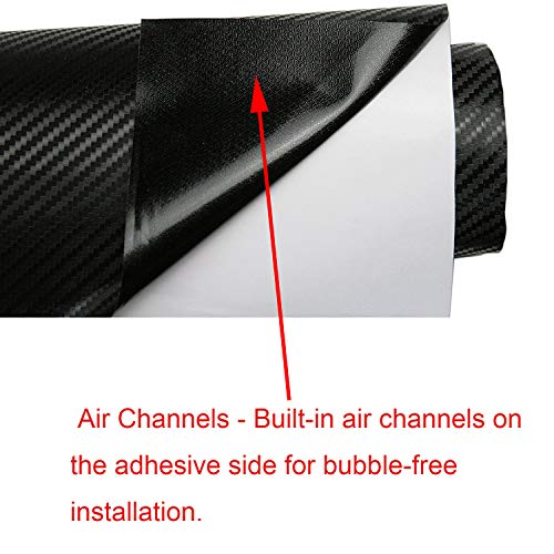 LZLRUN 3D Carbon Fiber Vinyl Wrap - Outdoor Rated for Automotive Use - 12 inches x 60 inches Contain Knife and Hand Tool (Black) - Image 6