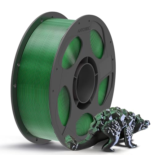 Image of ANYCUBIC Silk Dual Color Pla Filament, 2-in-1 Chrome Coextrusion Color Change 3D Printer Filament 1.75mm Dimensional Accuracy + /- 0.02mm, Silk Texture, 1KG Reusable Spool (2.2 lbs), Black Green