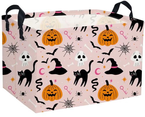 Image of Rectangle Halloween Baskets Ghost Basket Cute Storage Bin Fish Box for Room Decor Gift Basket(Cat Halloween)