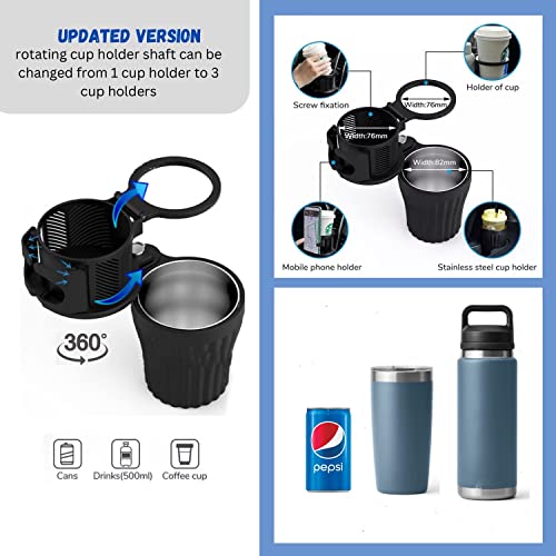 4 Nur Cup Holder For Car, 3 In 1 Multifunctional Expander Adapter Car Cup Holder Organizer For Snack Bottles Cups Drinks Removable Cell Phone Holder, Black #TOP1
