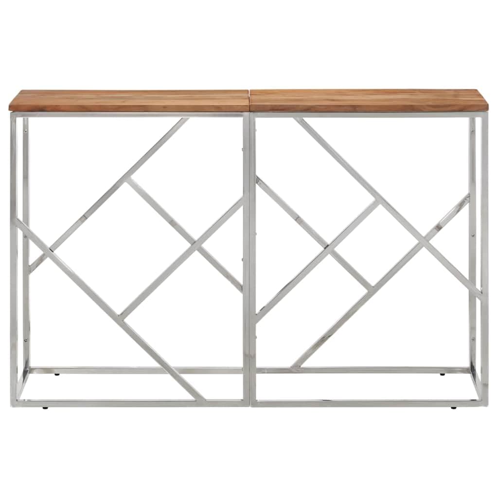 Tavolo consolle in acacia e acciaio inox, moderno, 110 x 30 x 70