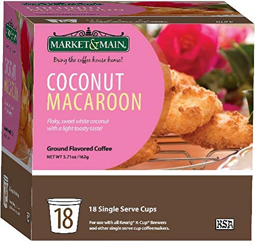 Market & Main OneCup, Coconut Macaroon, Compatible with Keurig K-cup Brewers, 18 Count