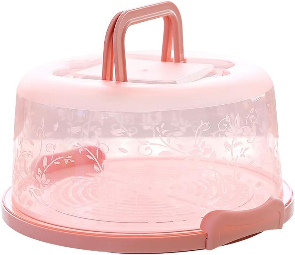 TreeLeaff Portable Cake and Cupcake Carrier Storage Container 8 inch, Dessert Container Cover Case Translucent Dome for Transporting Cakes, Pies, Other Desserts Pink