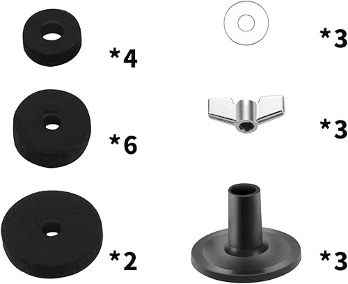 Miniatura 3 de Cheerock 21 piezas de platillos accesorios de repuesto para platillos de fieltros, copa de fieltro de embrague Hi-Hat con mangas, tuercas de ala de