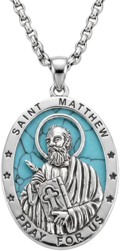 CRMAD Patron Saint Necklace Amulet Medal St Pendant Religious Protector Jewelry Bless Safety Gifts for Men Women 24 in Chain