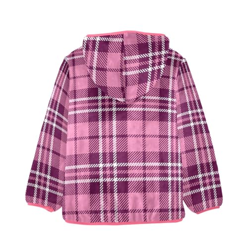 GuoChe Buffalo Plaid Check Tartan Scotland Peach Purple Decor Hooded Fleece Jacket Baby2