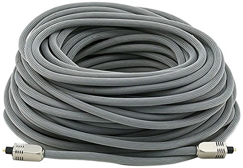 Monoprice Premium S/Pdif (Toslink) Digital Optical Audio Cable - Silver - 100Ft | Heavy Duty Mesh Jacket, Metal Connector Heads, For Play Station, Xbox One, Home Theater & More Gray #TOP17