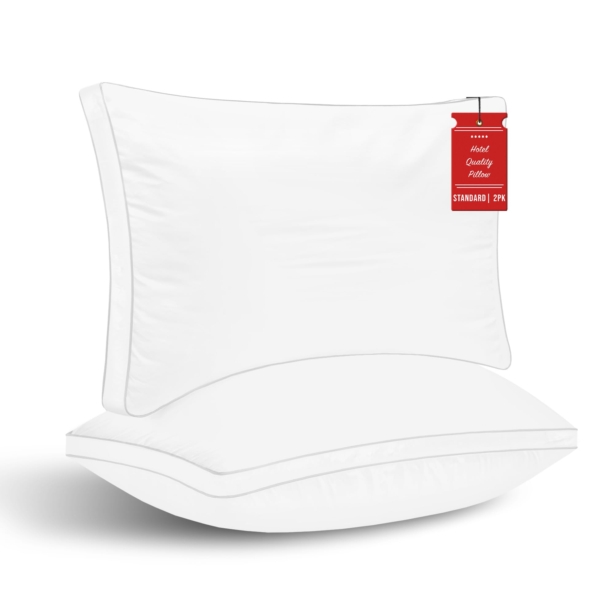 HALLEY Bed Pillows for Sleeping Standard Size Set of 2 - Premium Down Alternative, Hotel Quality, Standard Size Bed Pillows for Back, Stomach or Side Sleepers (18x26 Inches)