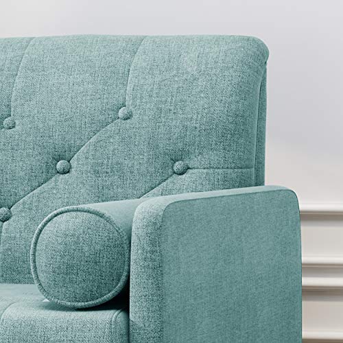 Christopher Knight Home Nour Fabric Mid-Century Modern Club Chair, Blue, Natural - Image 6