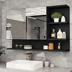 Armario Espelheira Para Banheiro 1 Porta Cleópatra (Preto)