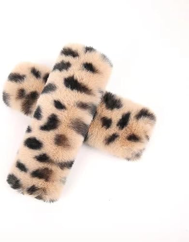 fiillthetk Comfortable Leopard Seatbelt Covers, Cute Car Accessories for Woman， Safety Belt Covers for Protecting Neck and Shoulder， Adjustable and Cuttable (Camel-Brown)