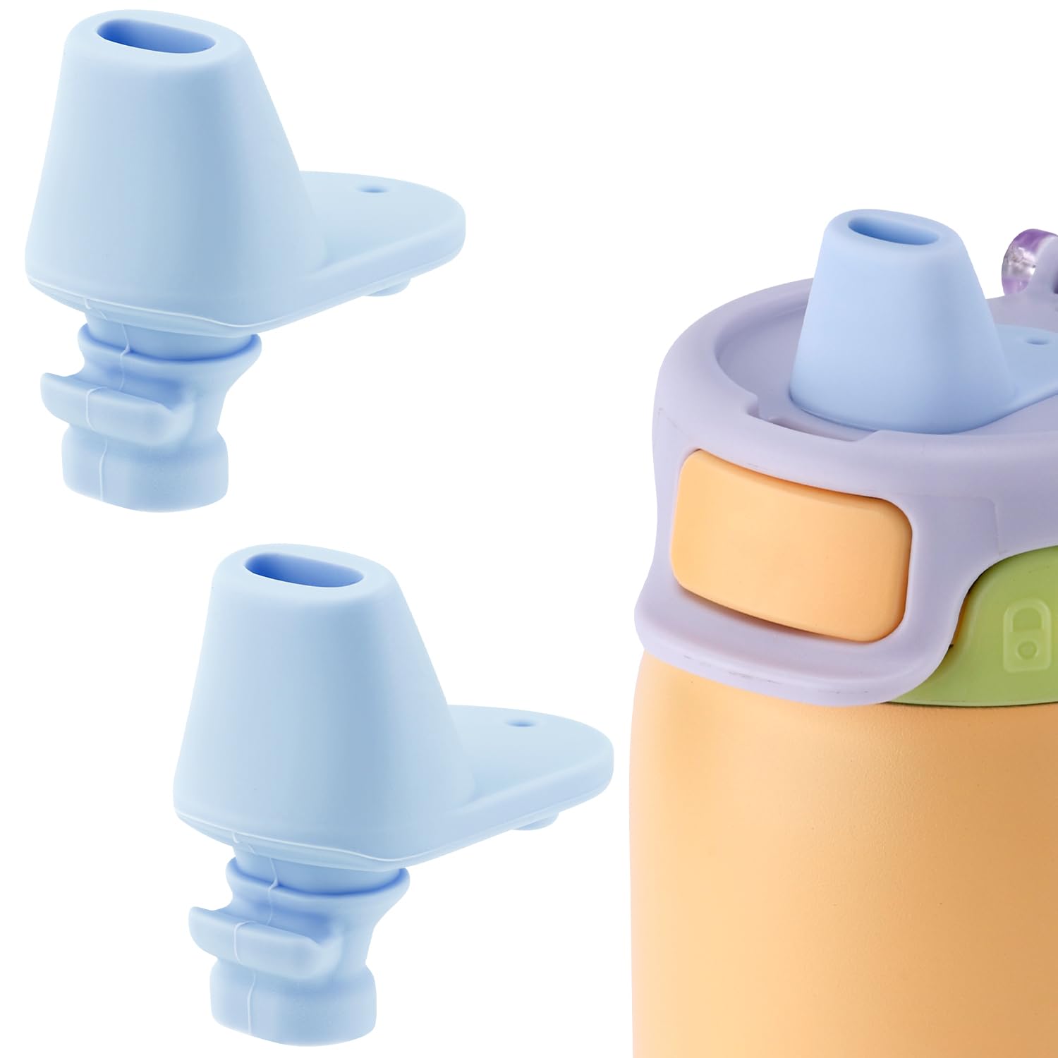 BOXOB 2pcs Spout Replacement for Ello Pop & Fill, 22oz/32oz Silicone Water Bottle Spout No BPA Water Bottle Mouthpiece Replacement Compatible with Ello Pop & Fill (Blue)