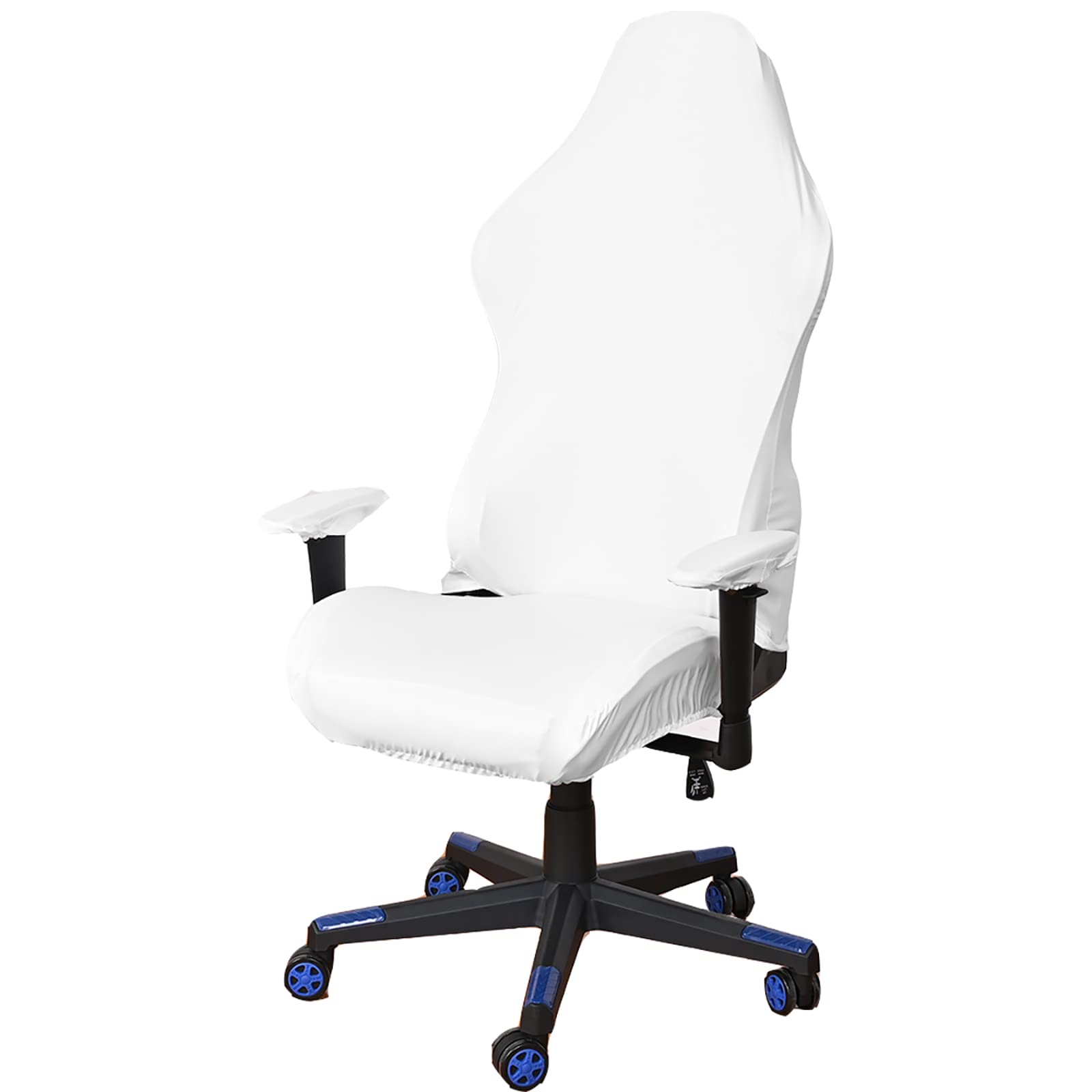 YOPOIY Gaming Chair Cover with Armrest Cover Leather Stretch Gaming Chair seat Cover for Computer Reclining Racing Removable Game Chair Cover -White