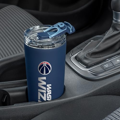 Image of Rico Industries NBA Basketball Washington Wizards Navy 24oz Stainless Steel Tumbler with Lid and Dual Functioning Lid