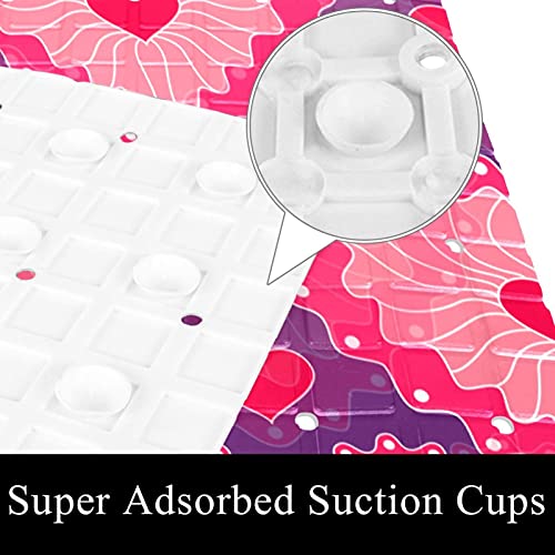 Tapis de bain antidérapant en cœur rose avec ventouses - 4