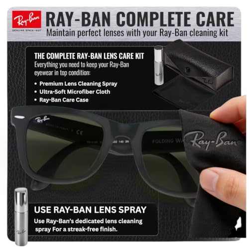 Image of Ray-Ban RB4105 WAYFARER FOLDING CLASSIC Square Shape Sunglasses for Men with Official Eyewear Kit