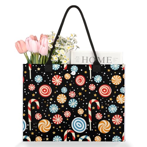 Christmas Candy Tote Bag for Women Large Beach Bag Reusable Tote Bags for Work Travel Beach Shopping3