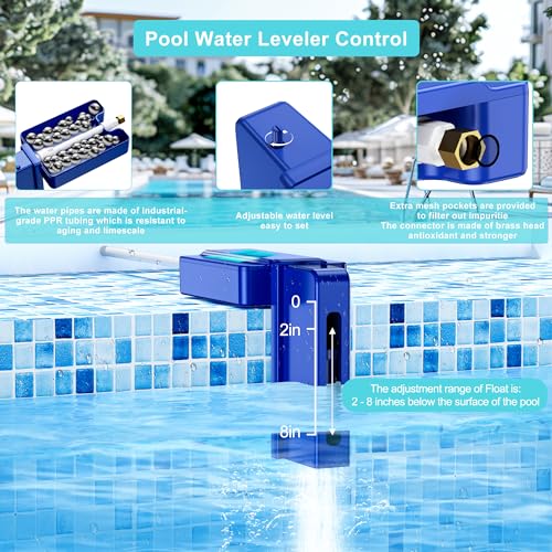 GANDONE Pool Water Leveler Auto Fill, Automatic Inground Pool Filler with 1/2" FPT Connection and 1/2" MPT to 3/4" GHT Adapter - Thumbnail 2