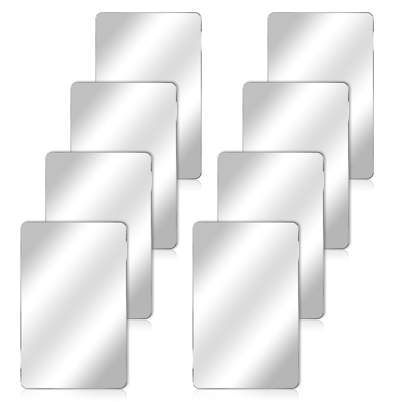 Bewudy 8 Pcs Acrylic Mirrors for Wall 6 x 4 Inch Self-Adhesive Small Mirror for Walls Rectangular Wall