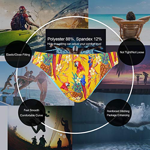 Sports Men Swim Brief Bikini Jungle Parrot Tropical Pineapple Beach Bikini for Men Swim Underwear XL2
