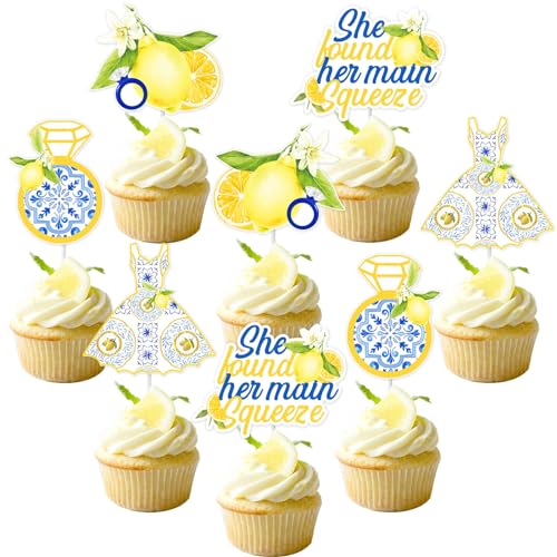 Décoration cupcake citron She Found Her Main pour un buffet de brunch d'enterrement de vie de jeune fille