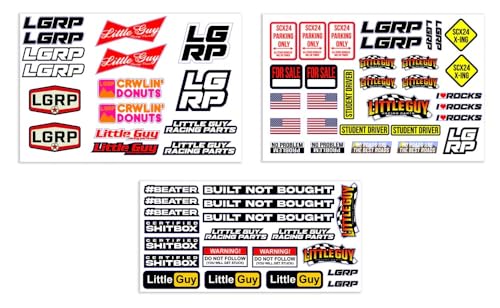 Little Guy Racing Parts LGRP Axial SCX24 1/24 Scale Complete Sticker Sheets (Premium x1, Retro x1,...