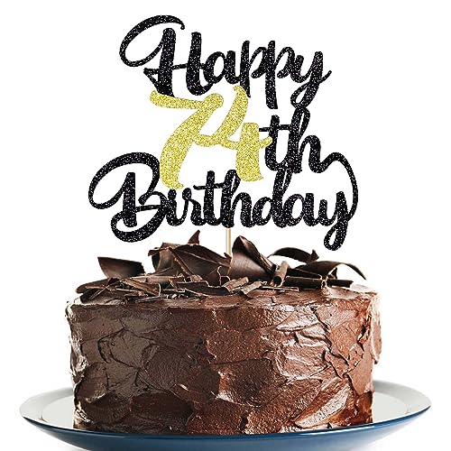 Image of Klionjor 74th Happy birthday cake topper happy birthday cake decoration 74th birthday party decoration gift plugin (74)