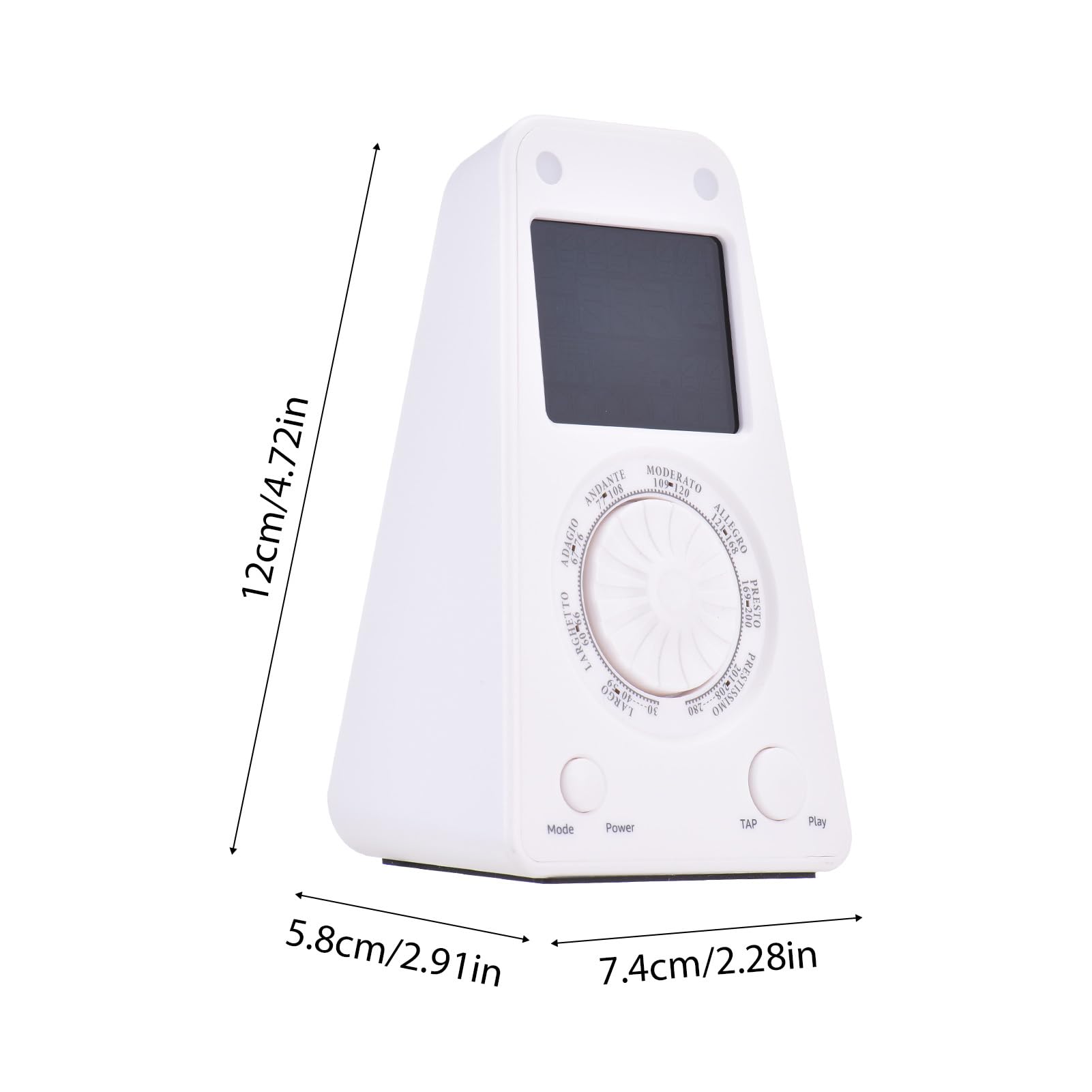 Dilwe Metrónomo Electrónico, Sintonizador de Metrónomo Digital Recargable para la Guitarra de Piano Drum Guzheng (WHITE)
