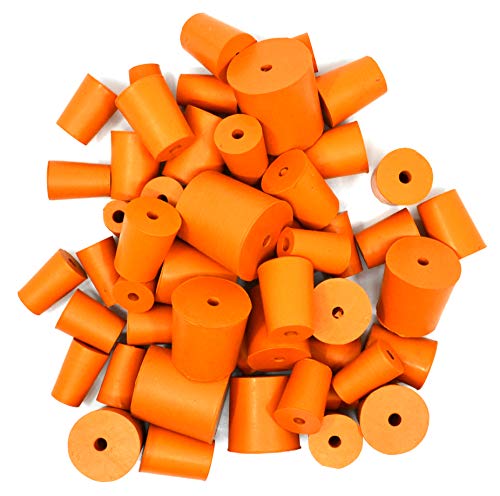 Assorted Rubber Stoppers With One Hole, 50/Pk - Resistance To Acid, Alkali, And Ammonia - Eisco Labs #TOP26