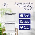 HOMZ 2-Pack Secure Latch, Clear Plastic Storage Organizer Bins, 64 Quart, Gray Lid - Heavy-Duty Container Boxes with Lids for Home, Office, and Garage - Image 5