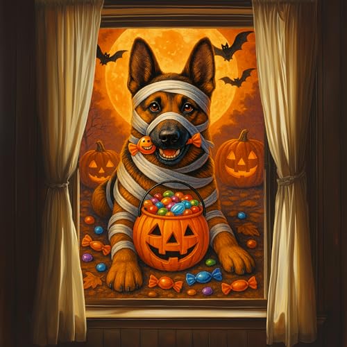 Vinilo decorativo Halloween con perro momia 31x47 pulgadas miniatura 2
