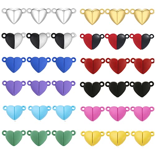 Magnetic Clasps For Jewelry Making 36Pairs Heart Shaped Multicolor Clasp Connected For Bracelet Necklace Making Jewelry Strong Magnet Diy Accessories #TOP4