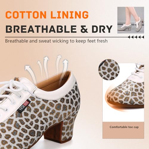 SWDZM Women's Latin Dance Shoes Lace-up Ballroom Modern Salsa Rhythm Teaching Practice Dance Shoes,Model LHD6013