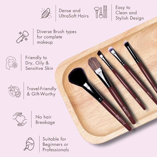 Image of Allure Makeup Brush Set - Set Of 5 Face & Eye Makeup Brushes