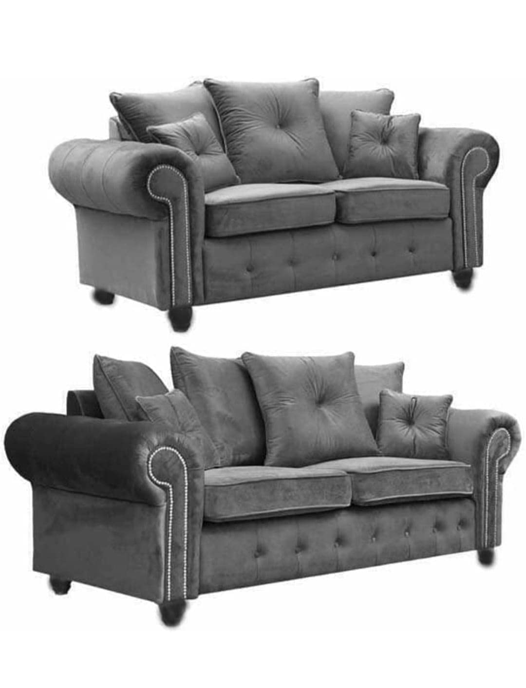 Uniquesofa DARK GREY PLUSH FABRIC SOFA 3+ 2 SEATER LUXARY MODERN STYLE HIGHY CUSHIONS COUCHE FOR LIVING ROOM FURNITURE