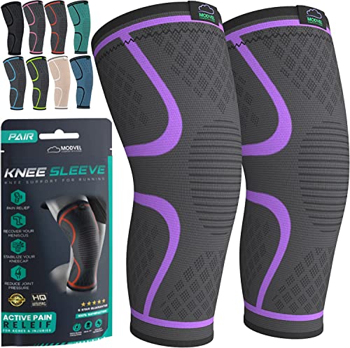Image of MODVEL 2 Pack Knee Brace | Knee Compression Sleeve for Men & Women | Knee Support for Running | Medical Grade Knee Pads for Meniscus Tear, ACL, Arthritis, Joint Pain Relief.