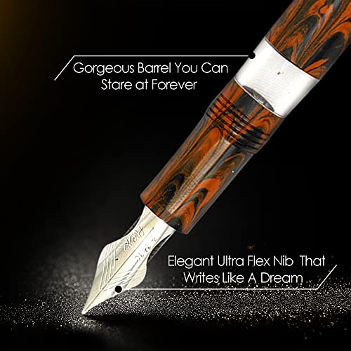 Fpr Jaipur V2 Fountain Pens For Writing – Piston Filled Refillable & Stainless Steel Ultra Flex Nib Calligraphy Fountain Pens Features Acrylic Or Ebonite Body- Luxury Pens W/Clutchless Design #TOP1