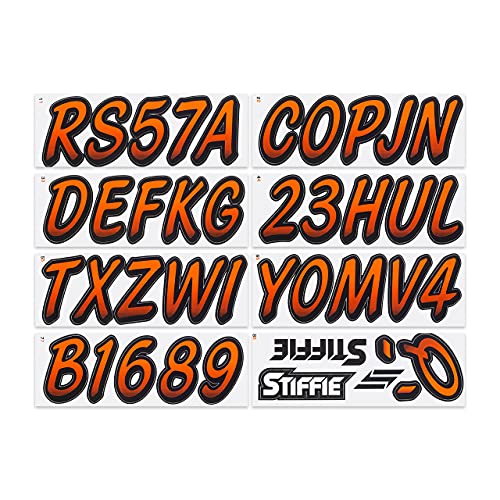 Image of STIFFIE Whipline Orange /Black 3 inch Boat & PWC Registration Decals • Numbers Letters Stickers