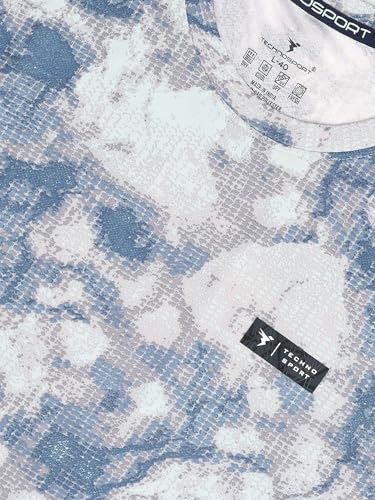 Image of TECHNOSPORT Men's Polyester Slim Fit All Over Print Crew Neck Half Sleeve T-Shirt with Technocool+,SPF50+ and Quick Dry