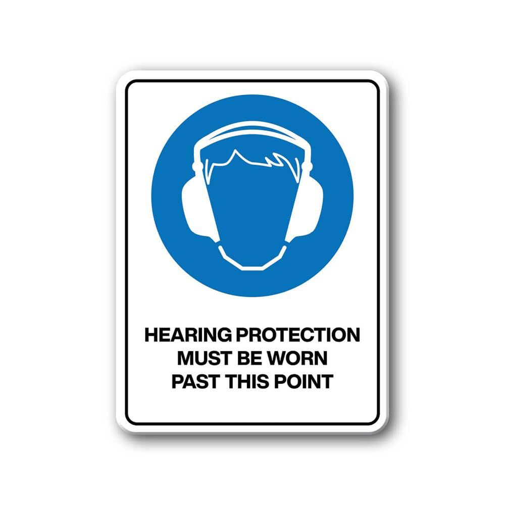 Tin sign vintage Hearing Protection Must Be Worn Past This Point Plaque Poster for Bar Pub Beer Home Garage Man Cave Wall Decor 12x8 Inch
