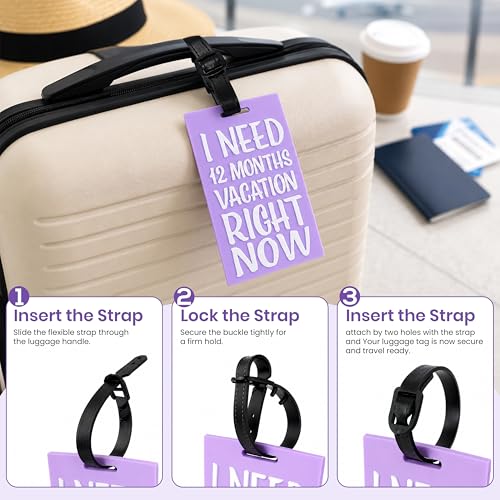 Image of Storite Pack of 2 Luggage Tags with Black Silicon Strap (Lavender)