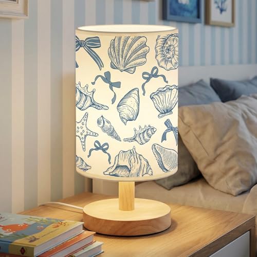 Glooglitter Summer Blue Ocean Table Lamp 3 Colors Dimmable Lights Beach Sea Room Bedroom Decor 11.02 x 5.12 Inch Beach Bedroom Lamps Starfish Conch Seashell Bedside Night Light for Desk Birthday Gifts