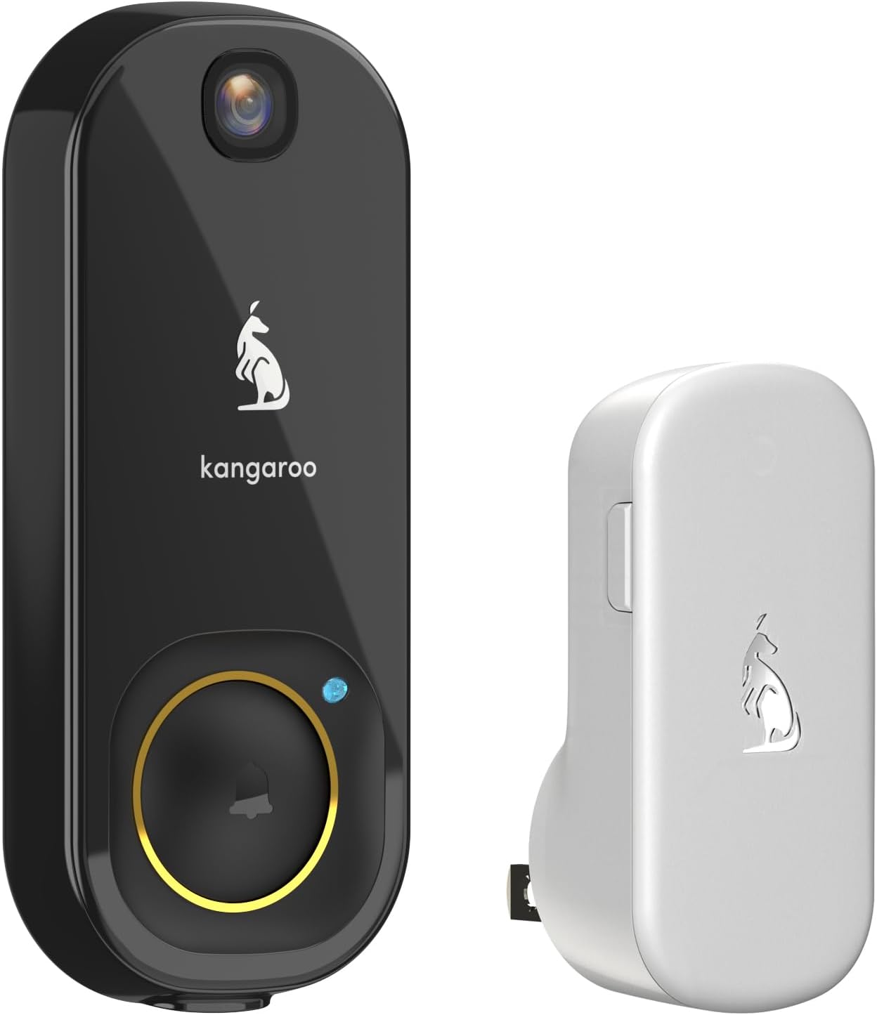 Wireless Doorbell Camera + Chime,Battery Power,Motion Detection,2.4G WiFi,HD Camera and Real-time Alerts to Phone and Chime,Works with Alexa,Black & White,Security System for Home,Apartment and Office