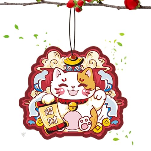 かわいい車用芳香剤ペンダント、車用アロマセラピーペンダント | ハンギング旧正月カーエアフレグランス - 自動車用お香チップの香り付きディフューザー、車用バックミラーエアフレグランス