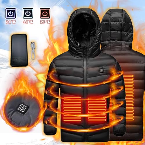 Kids Heated Jacket Boys Girls Hoodies Jackets Water-Resistant Heated Coat USB Body Warmer 3 Temperature Levels Coat2