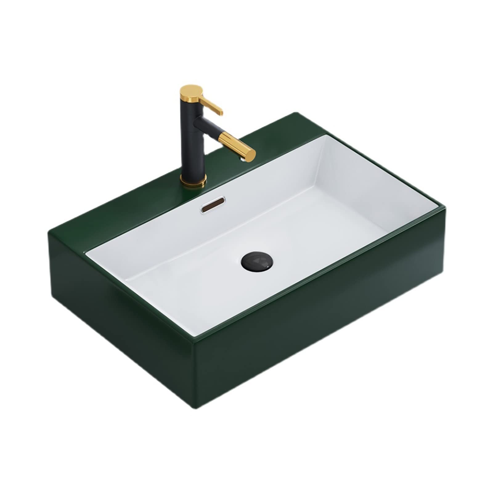 Aioneer Bathroom Sink 23.6"X16.5" Rectangle Ceramic Countertop Bathroom Vanity Vessel Sink Bathroom Sink With Pop Up Drain And Faucet Lavatory Vanity-Green-One Size