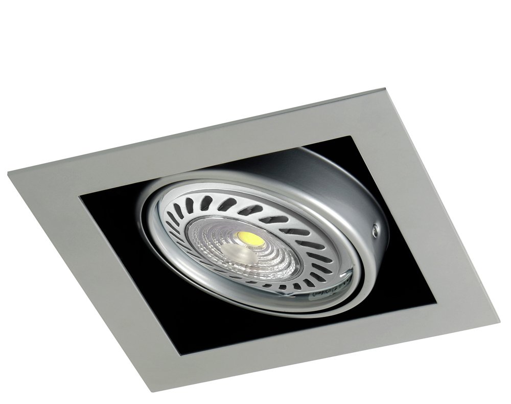 CristalRecord Kardan Tecno - Recessed Spotlight Fitting, Steel Finish, 1 x AR111 Light, 210 x 210 mm