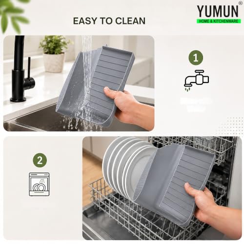 Image of Yumun Sink Splash Guard In Kitchen, Silicone Sink Edge Protector (Grey)