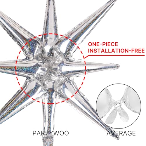 Image of PartyWoo Silver Star Spike Balloons 6pcs Explosion Foil Mylar Balloons