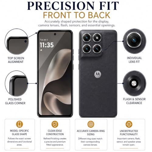 Image of ArmourPro Edge to Edge Tempered Glass for Motorola G77 Power with Silver Camera Ring Guard, 9H Screen Protector, Anti-Scratch, Anti-Fingerprint, Bubble-Free Installation Kit